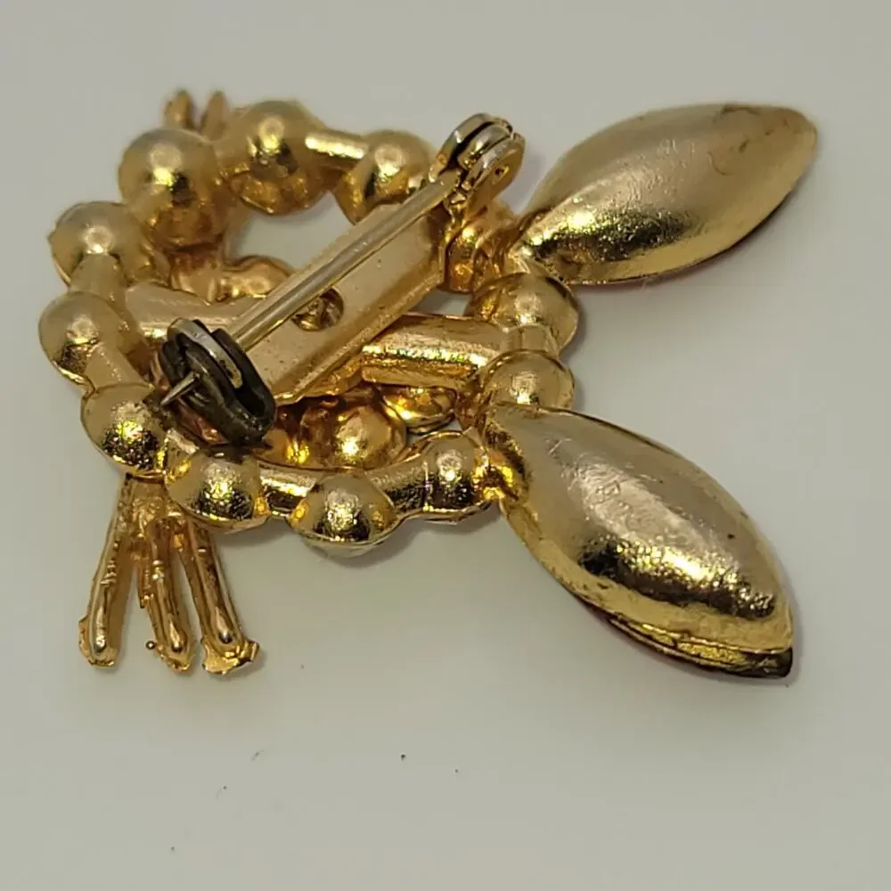 Vintage Gold-tone Multi-colored Rhinestone Bunny Brooch